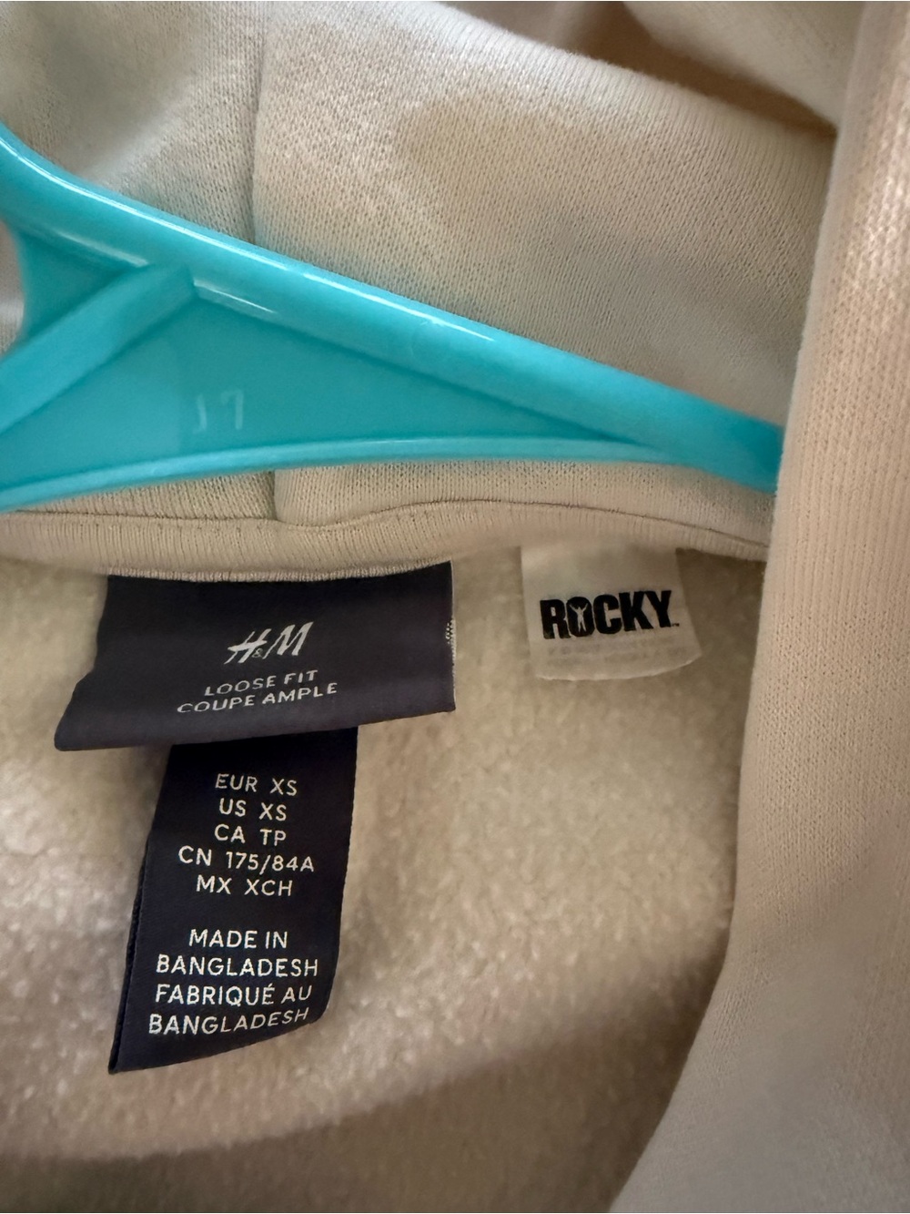 H&M Rocky Balboa Boxing Men's Cream Pullover Hoodie Sz XS - Picture 6 of 9